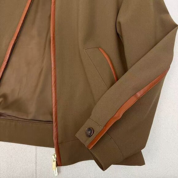 Miu Miu Brown Leather-Patch Collar Jacket | Retro Preppy Short Jacket, Size S - Picture 7 of 9